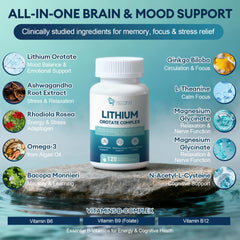 Migcopat Lithium Orotate Complex capsules closeup with calm focus implication