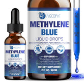 Migcopat Methylene Blue Drops bottle with blue liquid for convenient use.