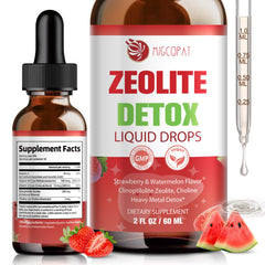 Migcopat Zeolite Detox Drops bottle pour highlights easy daily use