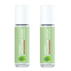 MigraStil Migraine Stick with cooling roller for on-the-go relief.