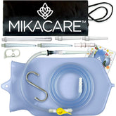 Mikacare Enema Bag Kit 2qt clear silicone bag for at-home cleansing.