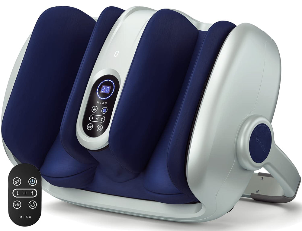 Miko Shiatsu foot massager with remote control for customizable relief of feet and ankles.