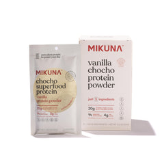 Mikuna Chocho travel pack vanilla highlights convenient protein for busy days.
