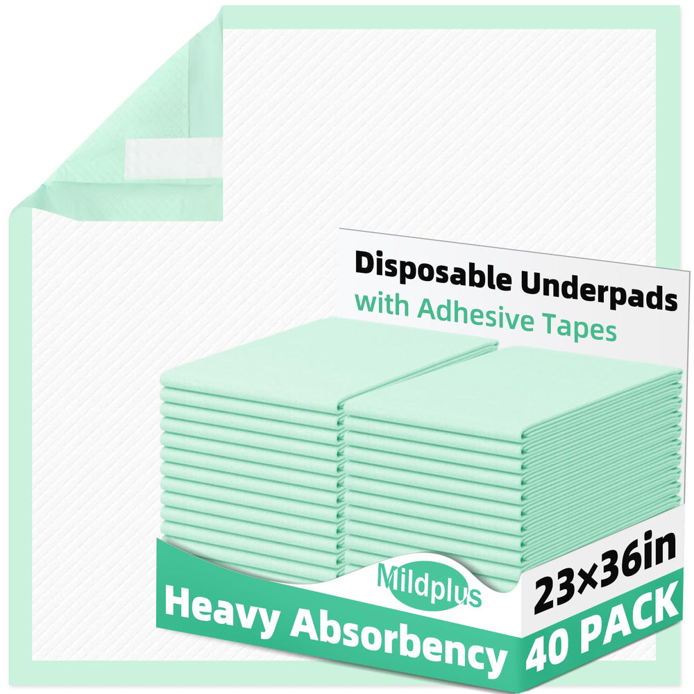 MILDPLUS underpads with adhesive tapes front view showing secure placement