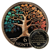 MilestoneMint 6 Months Sobriety Coin Tree of Life with 3D texture for tactile reflection.