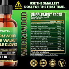MILIVOL Wormwood Liquid Drops dropper ready for precise 1ml servings