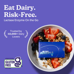 Milky credit-card sleeves shown for discreet on-the-go relief.