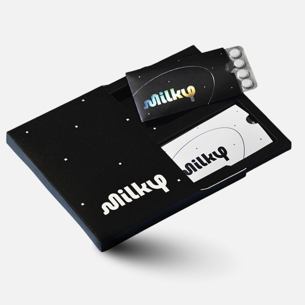 Milky lactose pills bottle front for quick dairy comfort