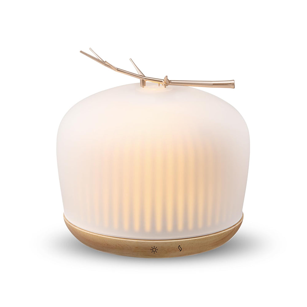 Mimicat quiet aromatherapy diffuser with glass-front design for tranquil rooms.