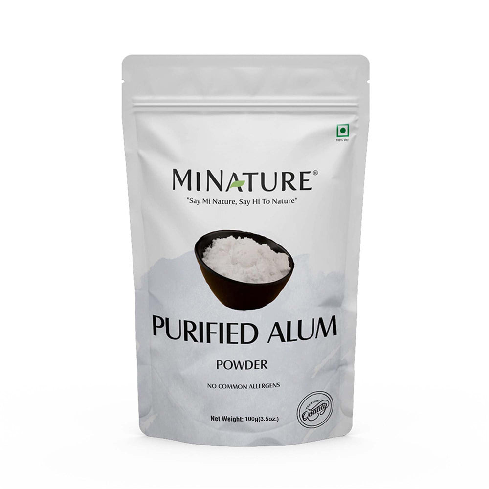 Mi Nature Alum Powder 100g packaging for easy storage and freshness.