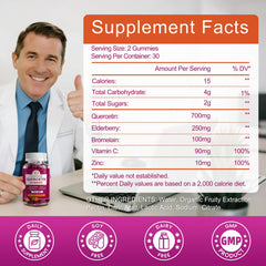 Minch Quercetin Gummies bottle back with nutrition facts for informed choice