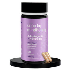 MINDHONEY SYNC bottle front view promoting daily mood balance and relaxation.