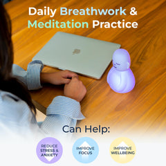 Mindsight Breathing Buddha on a desk or nightstand to trigger mindful pauses.