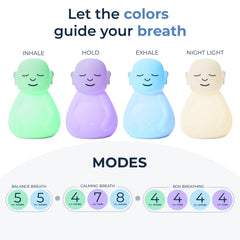 Mindsight Breathing Buddha as a calming night light for restful evenings.