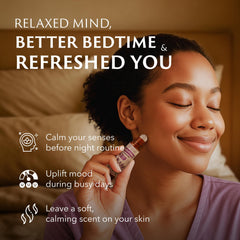 Mine Lavender roll-on on neck behind the ear for bedtime relaxation.
