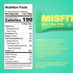 Cross-section of Misfits Mint Chocolate Chip bar highlighting the creamy mint center.