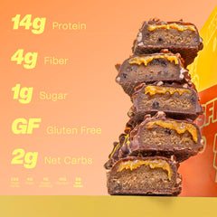 Misfits Peanut Butter Fudge Bar crunchy roasted peanuts close-up: satisfying texture for post-workout recovery