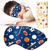 Miss Adola Kids Sleep Mask in soft silk with blue ballgame design for calm nights.