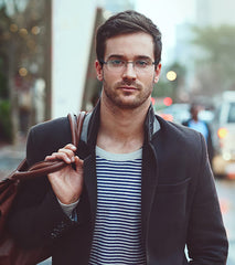 Missfive blue light blocking progressive lenses shown for screen use