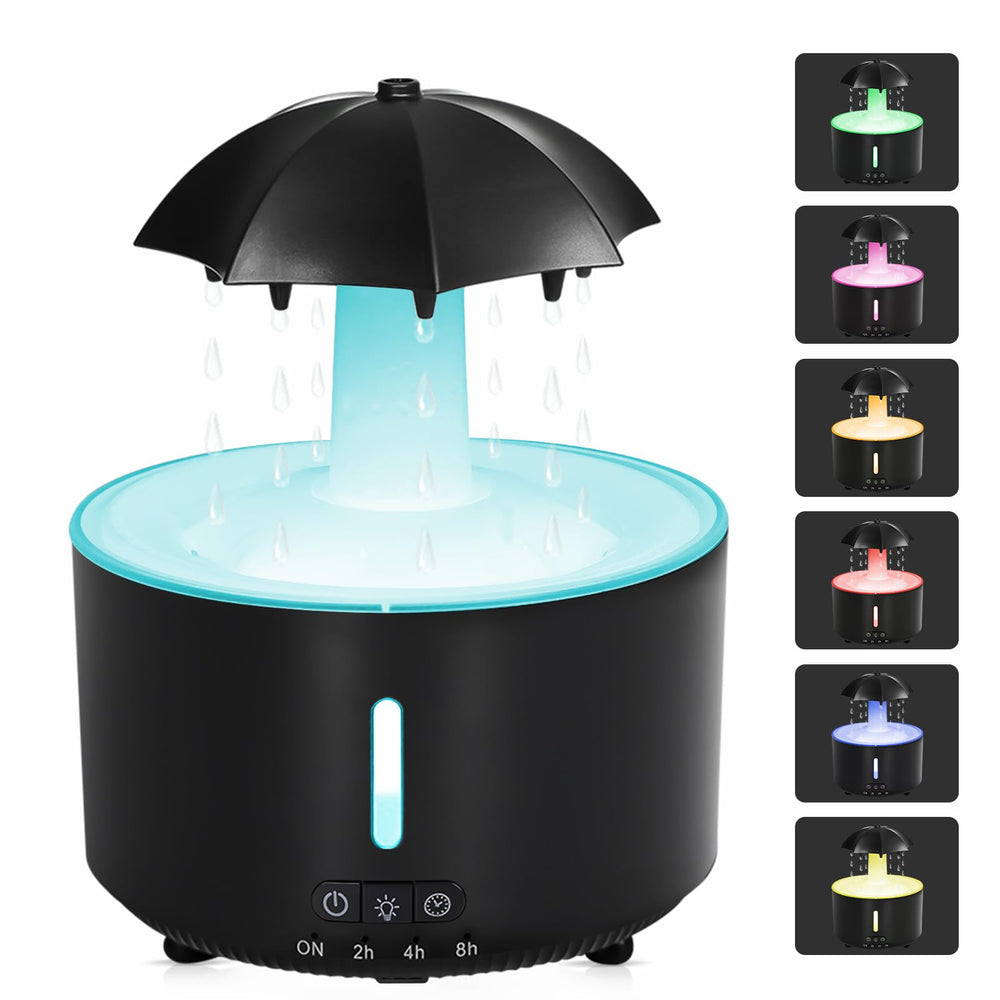 Missfly Aromatherapy Diffuser with umbrella rotation emits calming mist for relaxation.