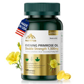 Mission Hill Foods evening primrose oil bottle highlights easy daily use for hormonal balance.