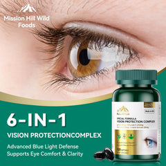 Mission Hill Foods Lutein softgels close-up highlighting lutein and zeaxanthin