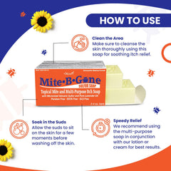 Mite-B-Gone Relief Soap lavender oil drop detail for soothing scent