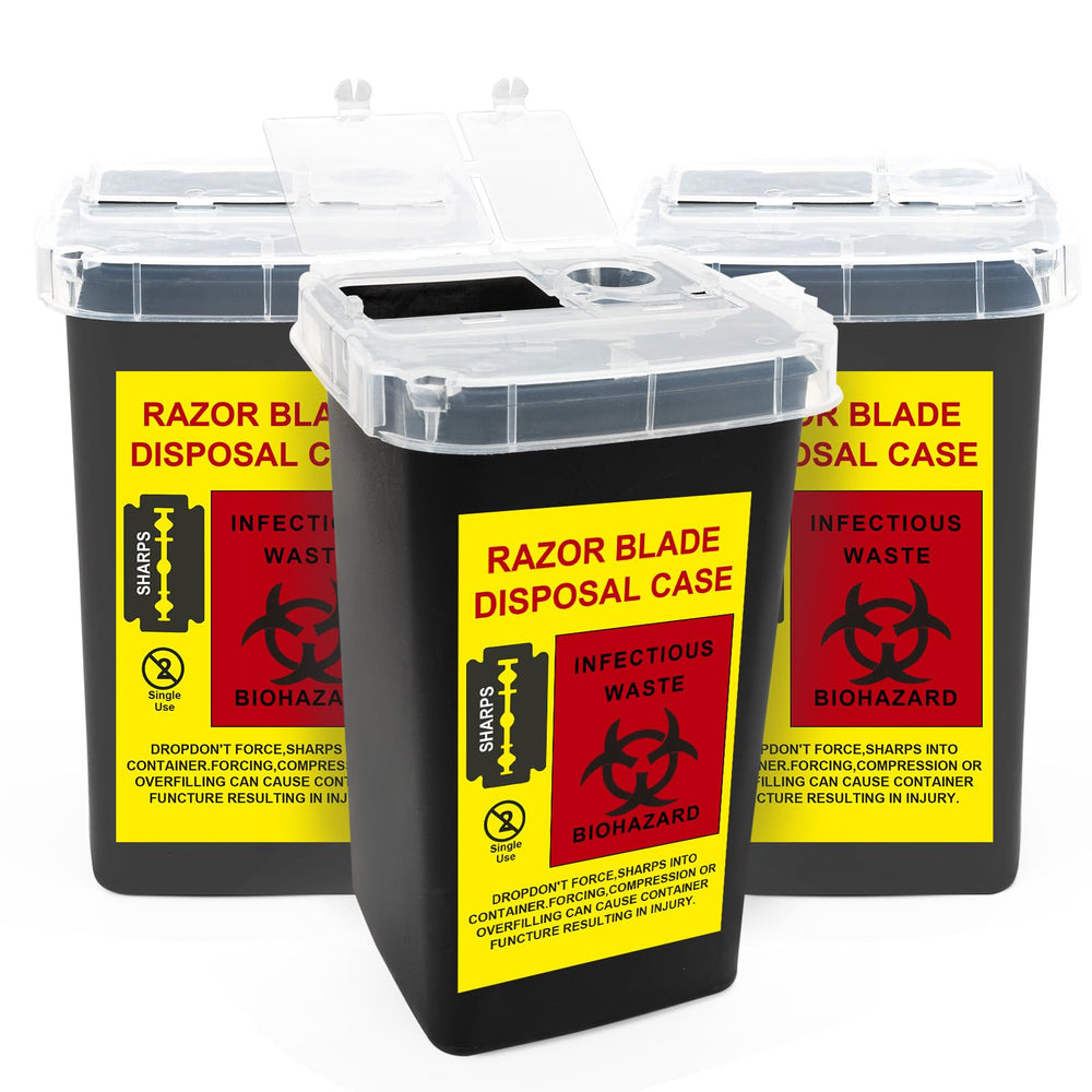 MITINU black 3Quart sharps container pack for compact home waste disposal.