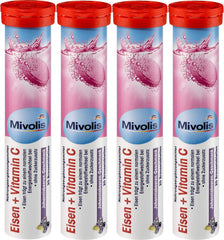 Mivolis iron and vitamin C tablets in packaging for daily wellness