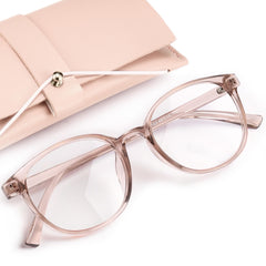 Miyya blue light blocking glasses with round frames for daytime screen use and eye comfort.