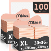MKISS disposable bed pads pack shot showing 100-count box for long-term protection