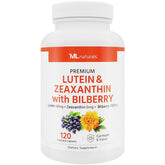 ML Naturals premium lutein-zeaxanthin-bilberry bottle for daily eye support.