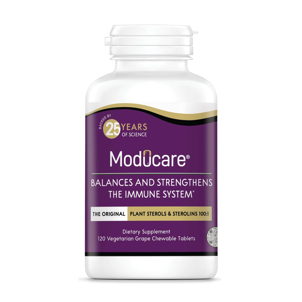 Moducare Daily Immune Support bottle with grape-flavored chewables for daily wellness.