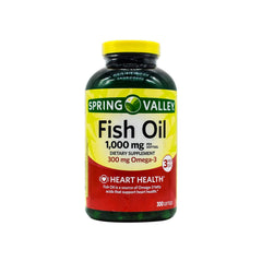 Mohsin Skerdy Spring Valley Fish Oil Softgels bottle front for daily omega-3 support.
