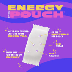 MOJO 50 mg caffeine pouch close-up emphasizing fast oral absorption.