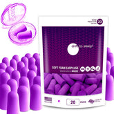Moldex Softies earplugs purple packaging showing easy hearing protection for travel