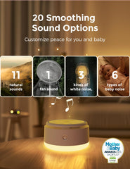 Momcozy device includes timer and memory to personalize sleep routines.