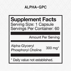 Momentous Alpha GPC bottle back label notes gluten-free and non-GMO formulation.