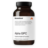 Momentous Alpha GPC bottle front view supports cognitive support for athletes.