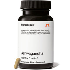 Momentous Ashwagandha NooGandha bottle close-up for cognitive support