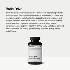 Momentous Brain Drive bottle front with NSF Certified for Sport emblem.
