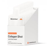 Momentous Collagen Shot orange mango bottle highlights flavor for active recovery