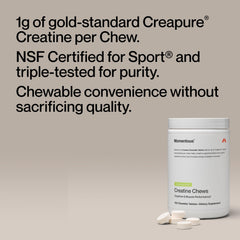 Momentous Creatine Chews lemon-lime packaging with NSF Certified for Sport badge