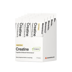 Momentous Creatine Lemon packets for on-the-go performance during workouts.