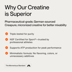 Momentous Creatine Monohydrate powder dissolving in water for clean, taste-free hydration.