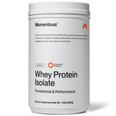 Momentous Essential grass-fed whey bottle for quick post-workout fueling
