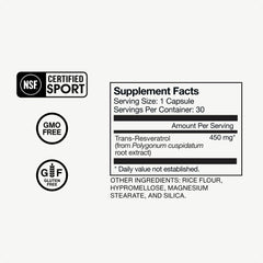 Momentous Resveratrol label front emphasizing natural antioxidant support.