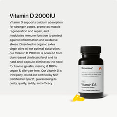 Close-up of Momentous Vitamin D3 capsules showing high-potency delivery