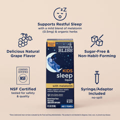 Envase de 118 ml de Mommy's Bliss melatonina para niños.
