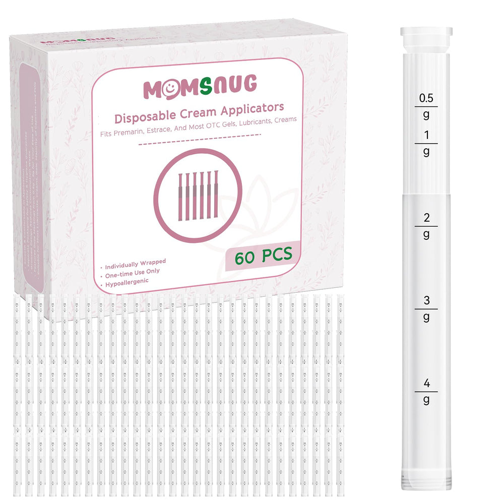 Momsnug disposable vaginal applicators with a round tip offer gentle insertion and hygiene.